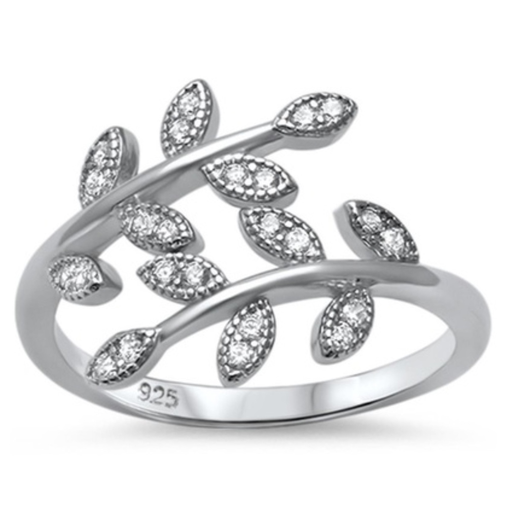 Friendship Olive Branch Tree Leaf CZ .925 Sterling